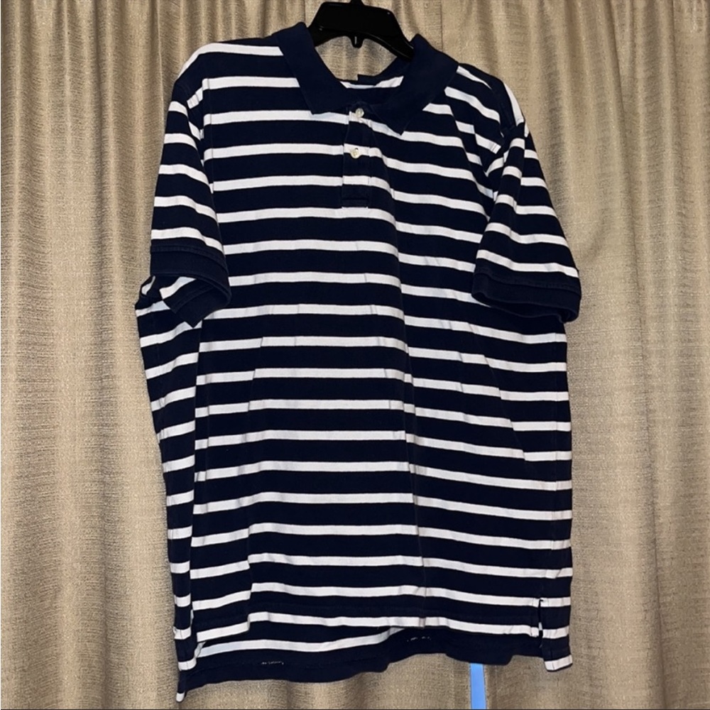 Cherokee Brand Mens XXL Dark Navy and White Stripe Polo Short Sleeve Shirt